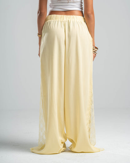YELLOW LACE FLOW PANTS