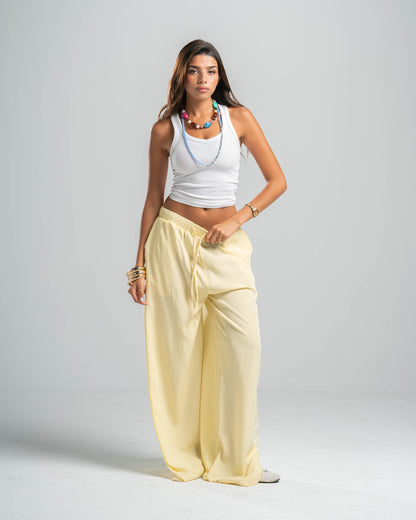 YELLOW LACE FLOW PANTS