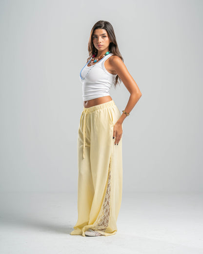 YELLOW LACE FLOW PANTS