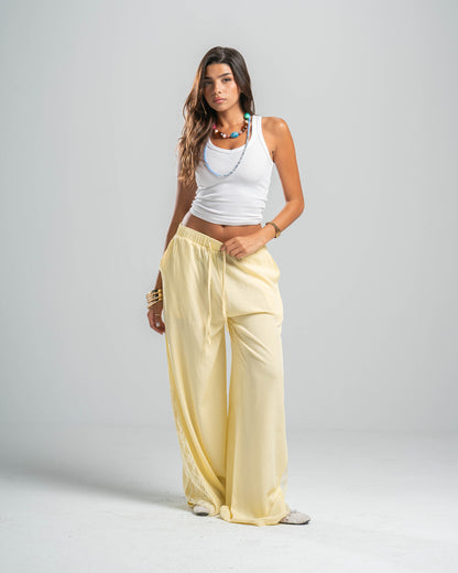 YELLOW LACE FLOW PANTS
