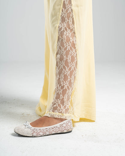 YELLOW LACE FLOW PANTS