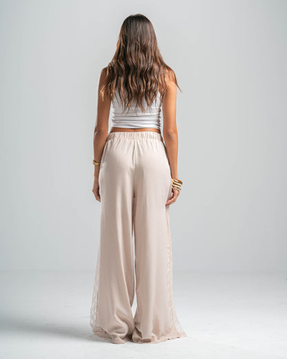 BEIGE LACE FLOW PANTS