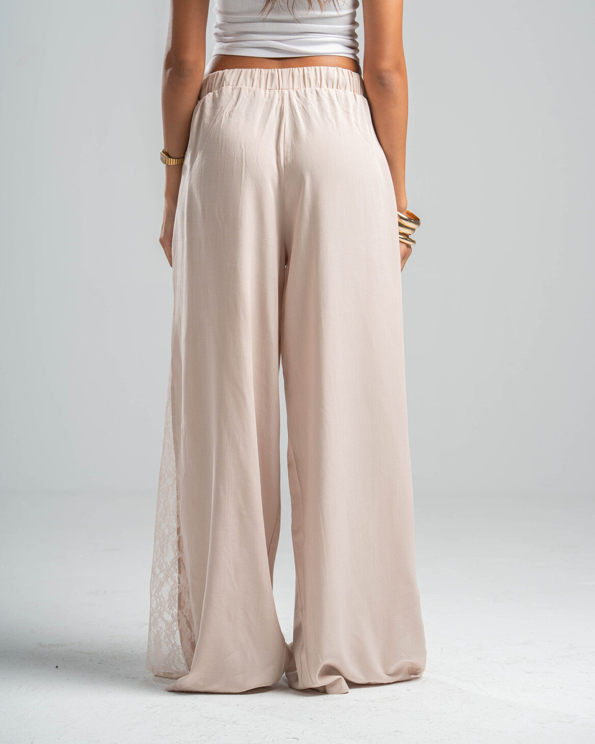 BEIGE LACE FLOW PANTS