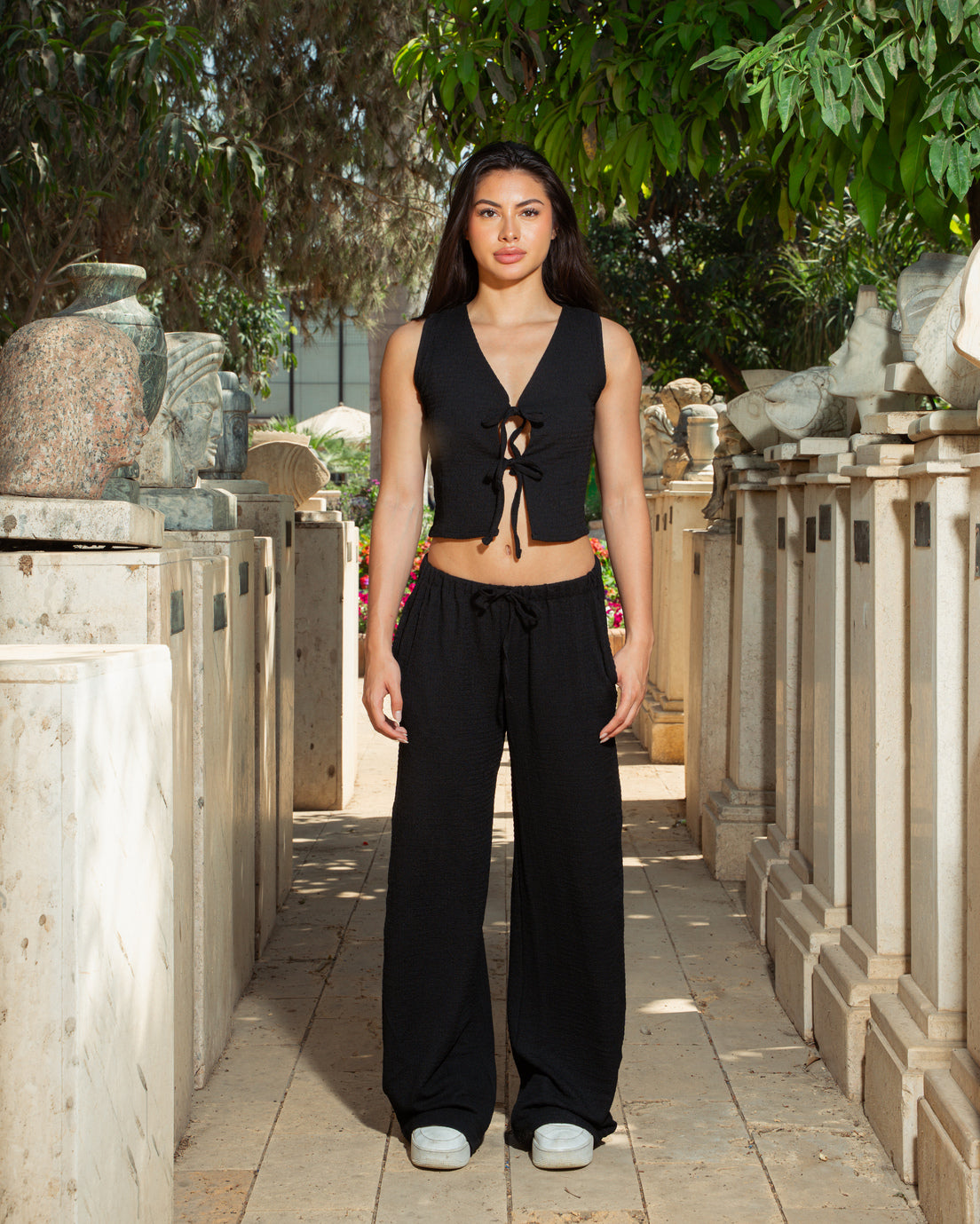 Black Crinkle Pants