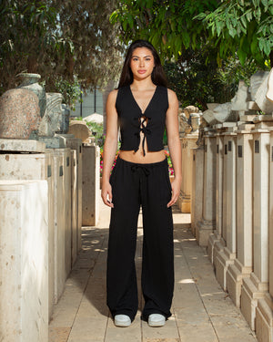 Black Crinkle Pants