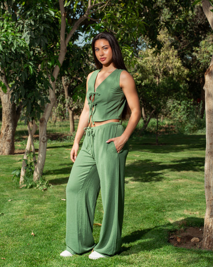 Olive Crinkle Top