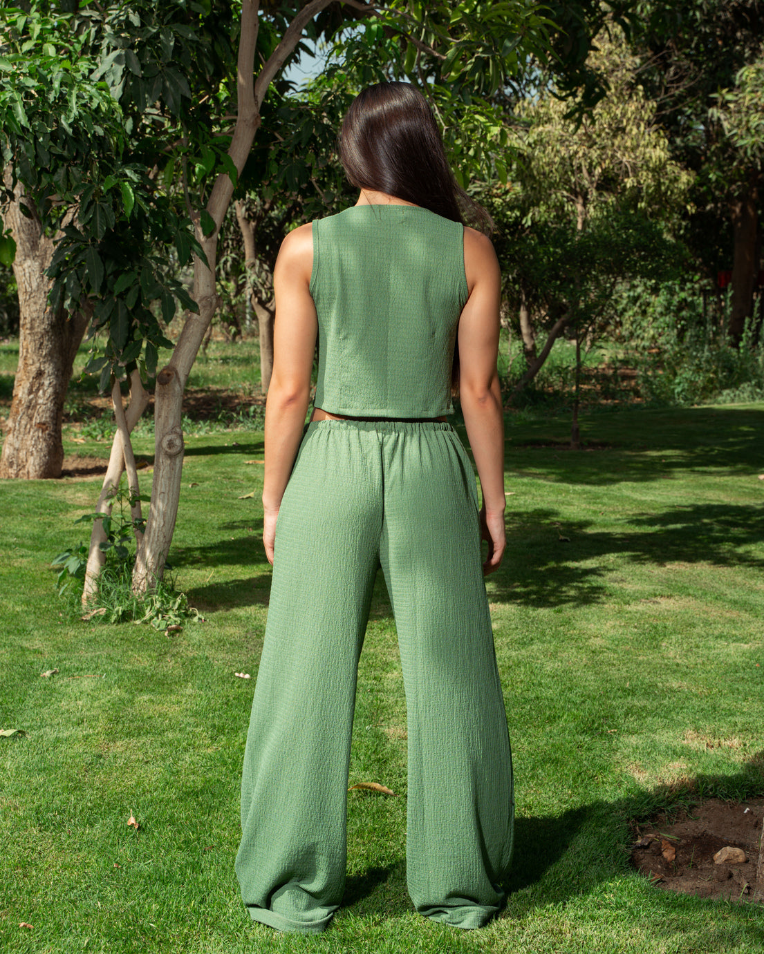 Olive Crinkle Top