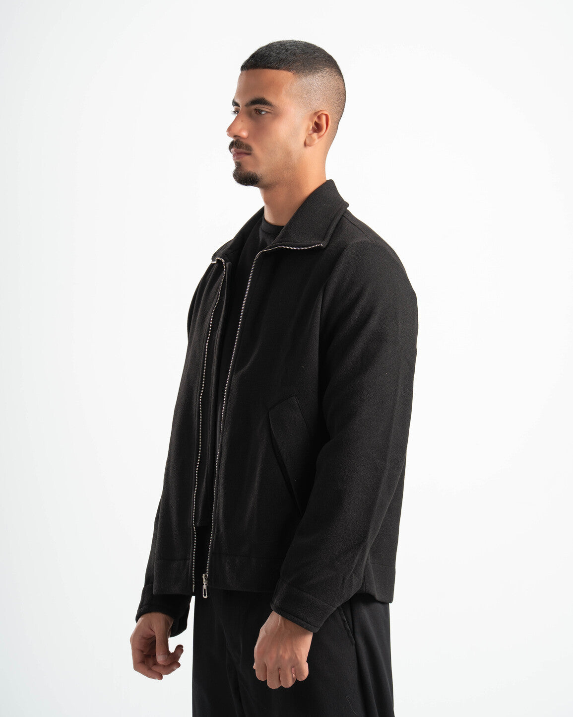 BLACK WOOL BLEND JACKET