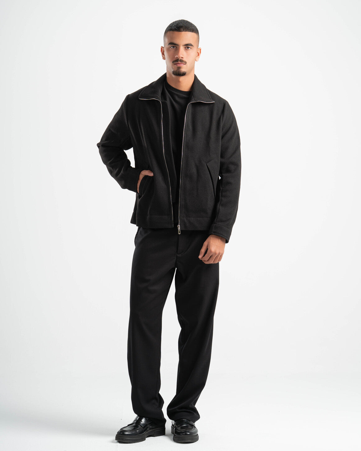 BLACK WOOL BLEND JACKET