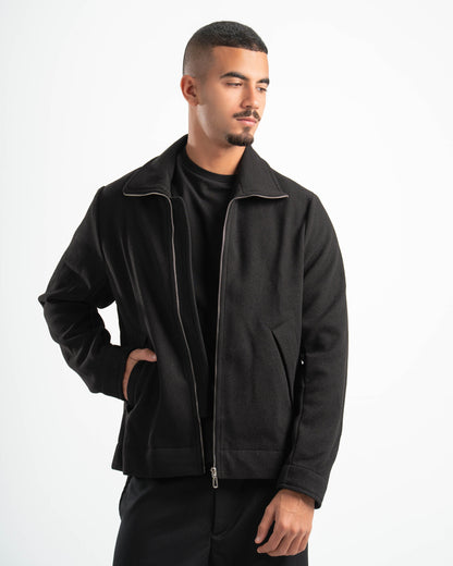 BLACK WOOL BLEND JACKET