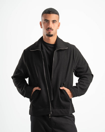 BLACK WOOL BLEND JACKET