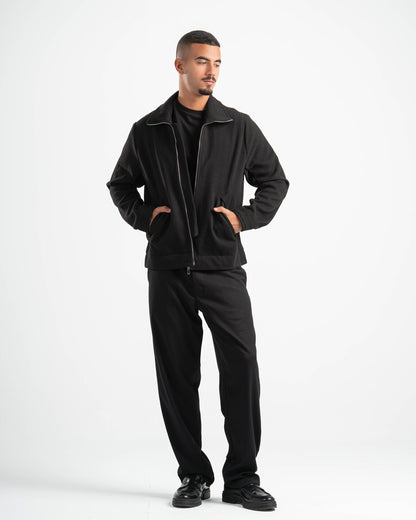 BLACK WOOL BLEND JACKET