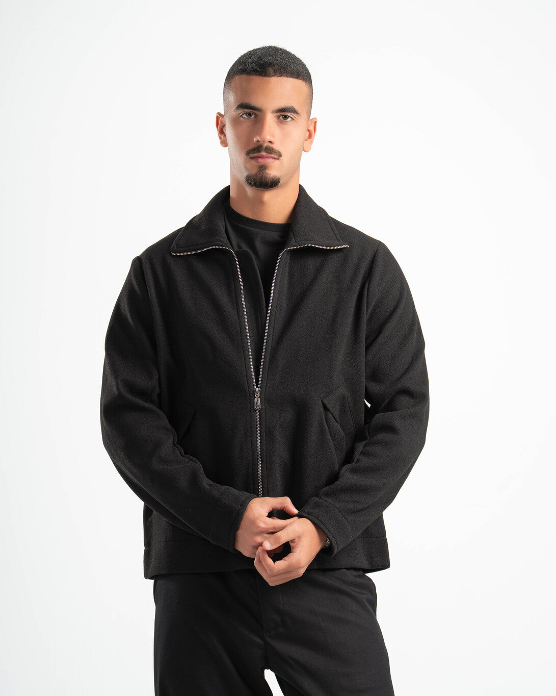 BLACK WOOL BLEND JACKET