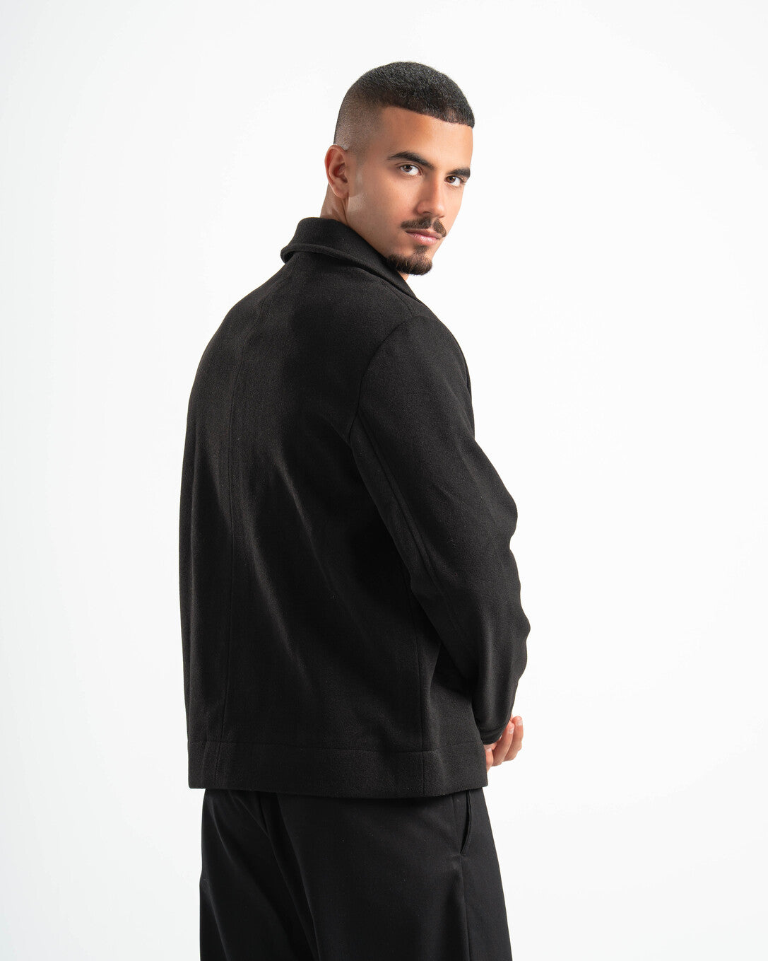 BLACK WOOL BLEND JACKET