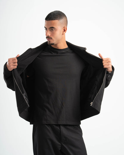 BLACK WOOL BLEND JACKET