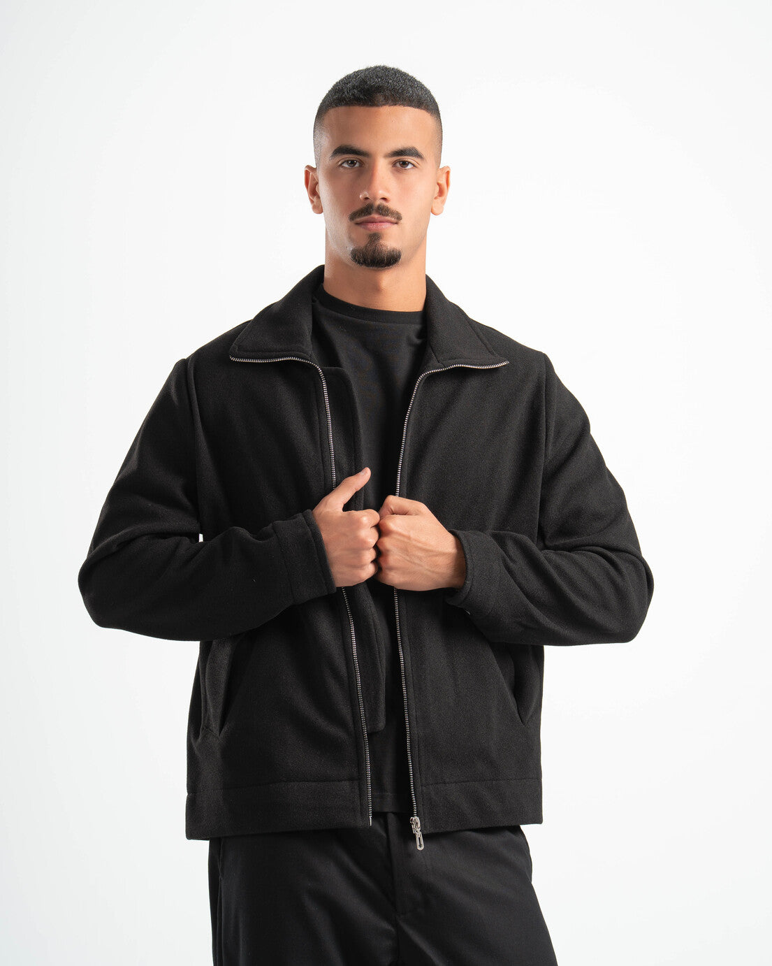 BLACK WOOL BLEND JACKET
