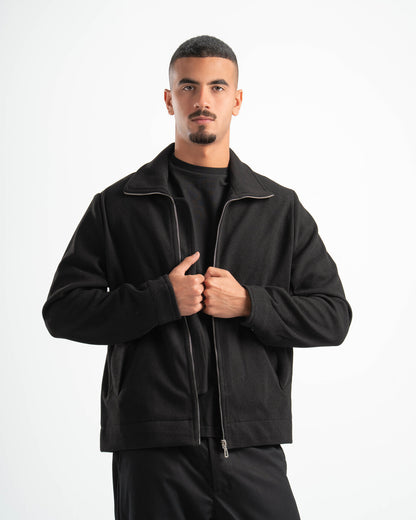 BLACK WOOL BLEND JACKET