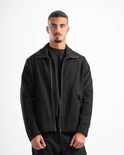 BLACK WOOL BLEND JACKET