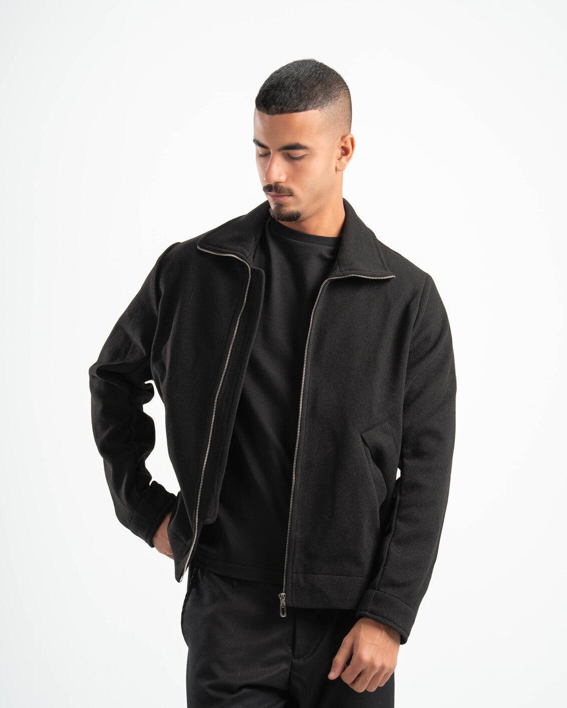 BLACK WOOL BLEND JACKET