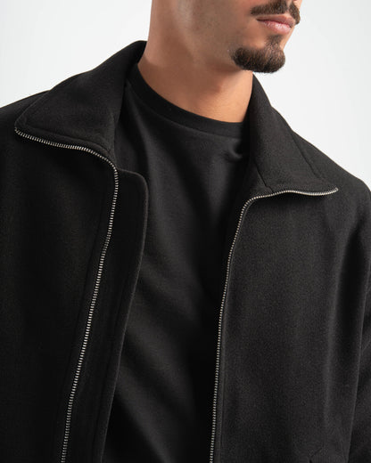 BLACK WOOL BLEND JACKET