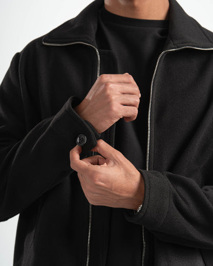 BLACK WOOL BLEND JACKET