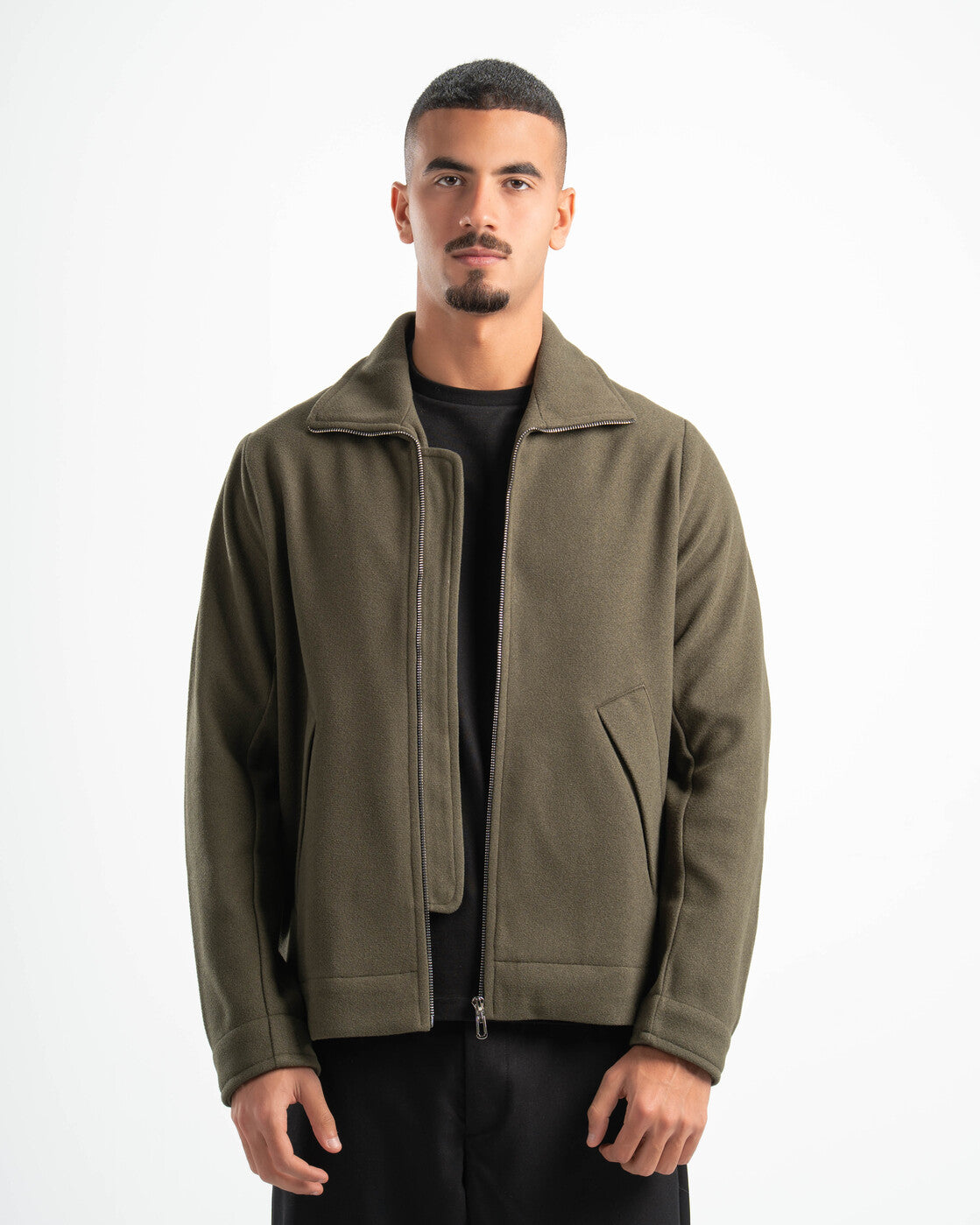 OLIVE WOOL BLEND JACKET