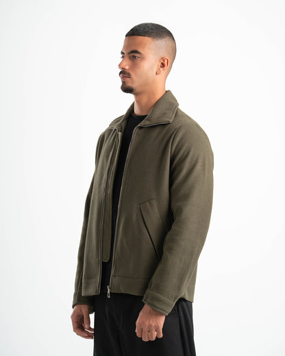 OLIVE WOOL BLEND JACKET