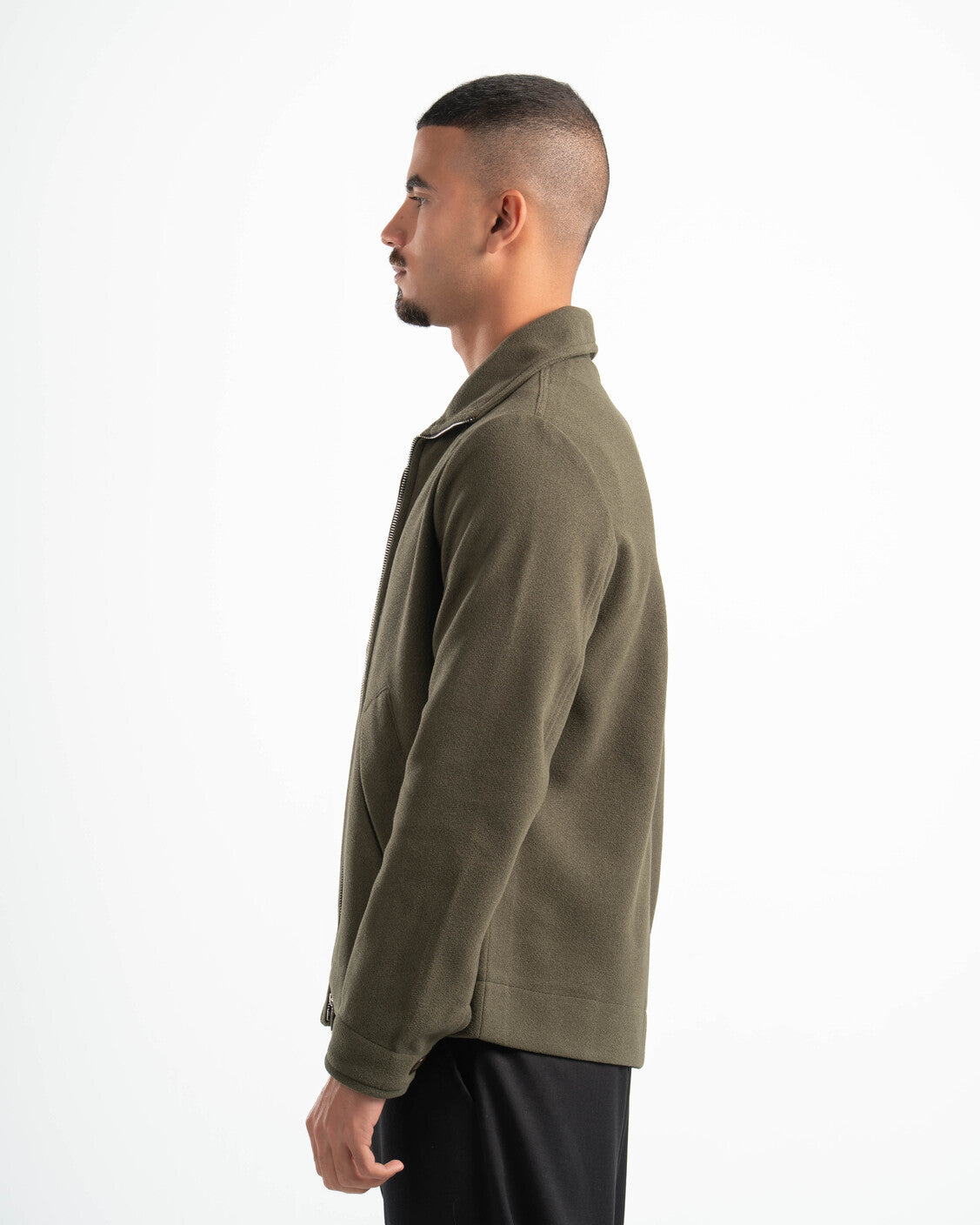 OLIVE WOOL BLEND JACKET