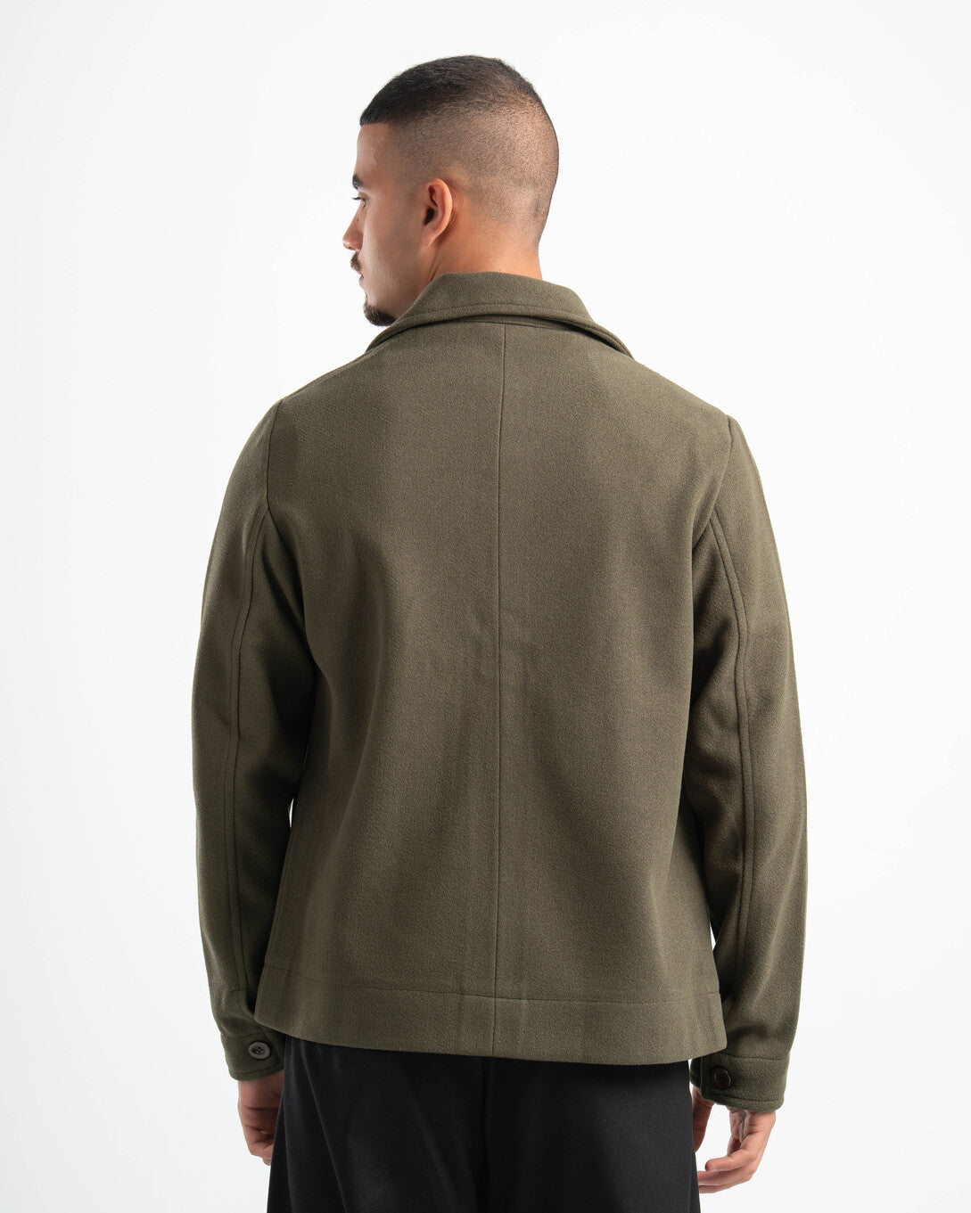 OLIVE WOOL BLEND JACKET