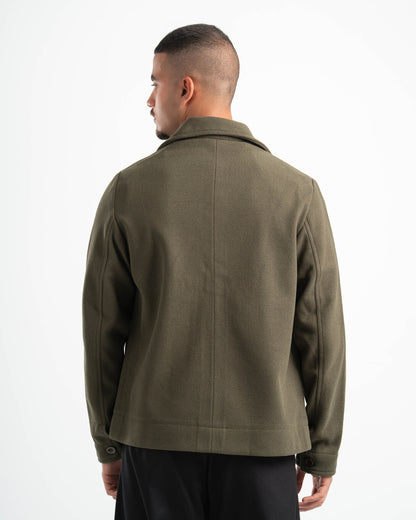 OLIVE WOOL BLEND JACKET