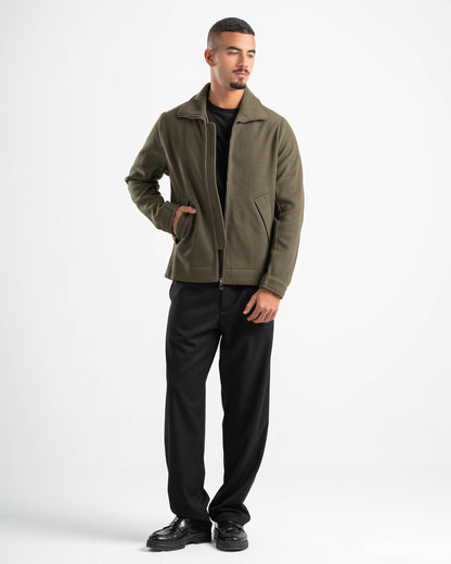 OLIVE WOOL BLEND JACKET