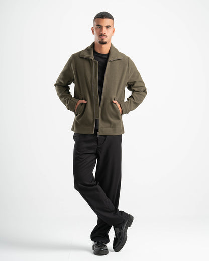 OLIVE WOOL BLEND JACKET