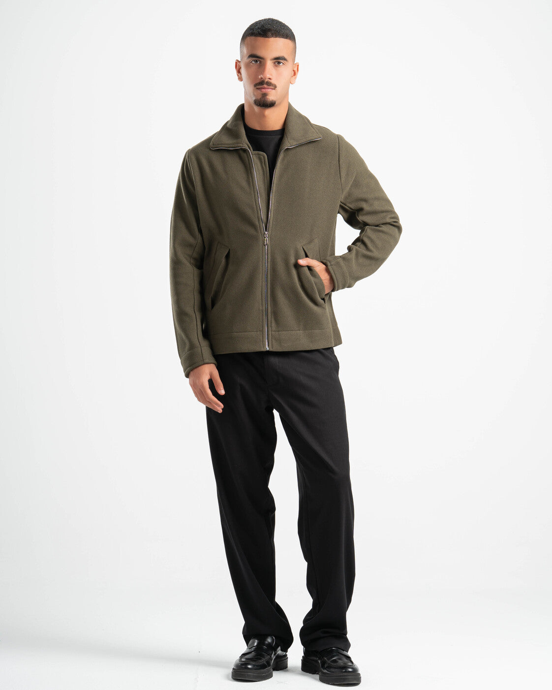 OLIVE WOOL BLEND JACKET