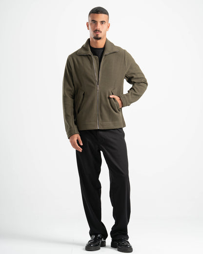 OLIVE WOOL BLEND JACKET