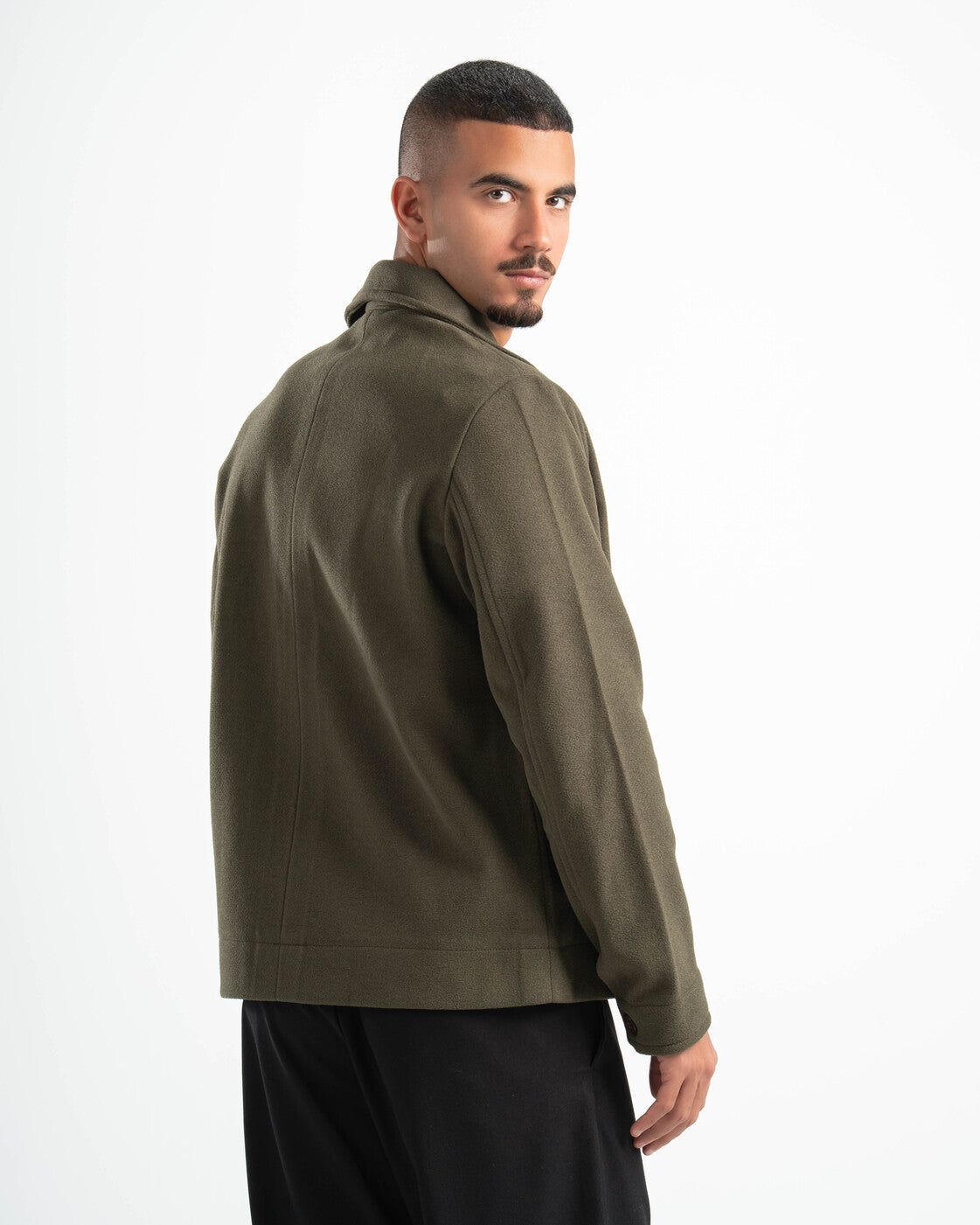 OLIVE WOOL BLEND JACKET