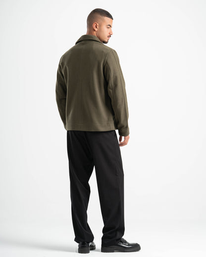 OLIVE WOOL BLEND JACKET