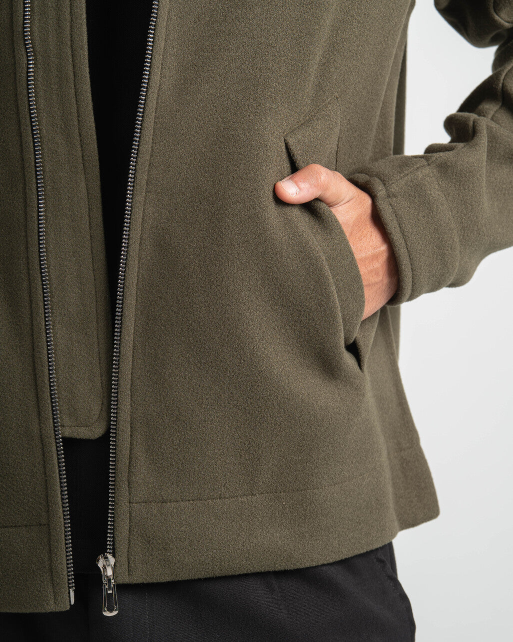 OLIVE WOOL BLEND JACKET