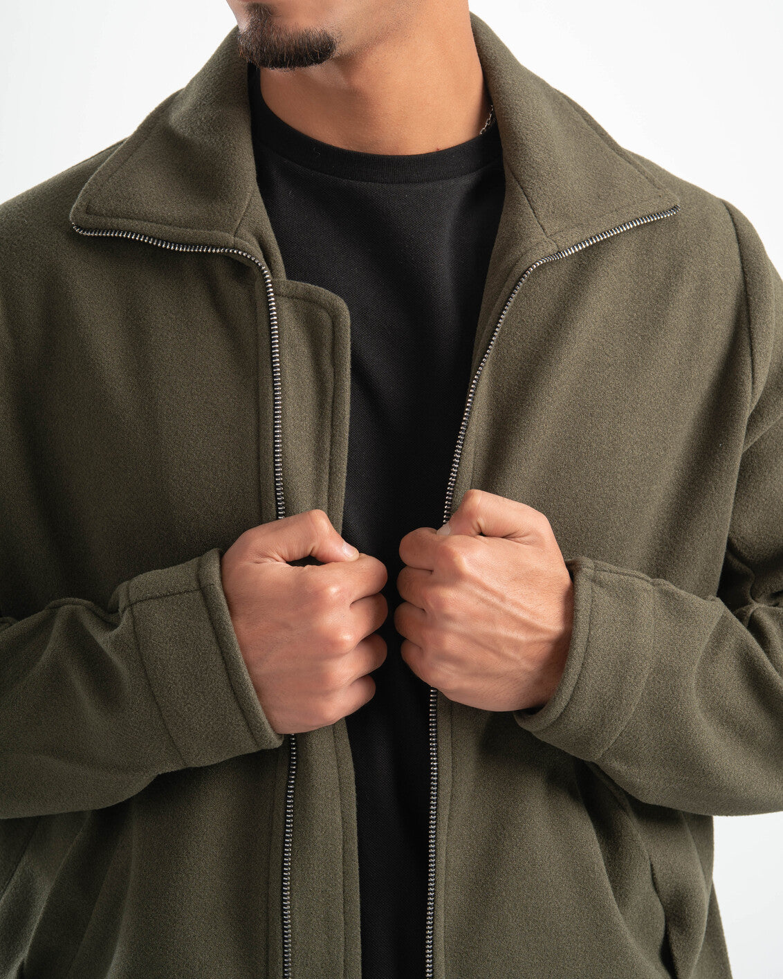 OLIVE WOOL BLEND JACKET