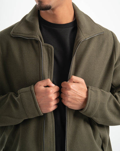 OLIVE WOOL BLEND JACKET
