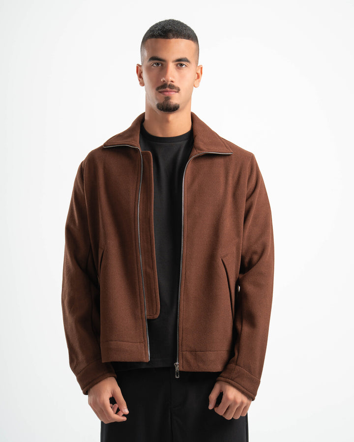 BROWN WOOL BLEND JACKET