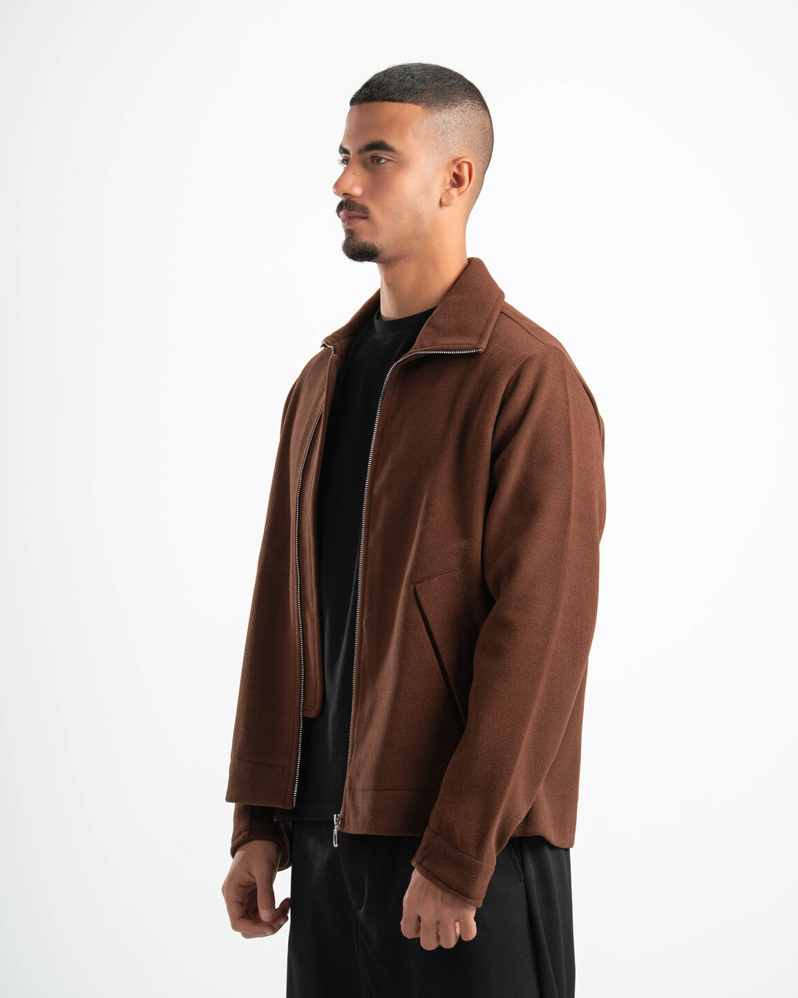 BROWN WOOL BLEND JACKET