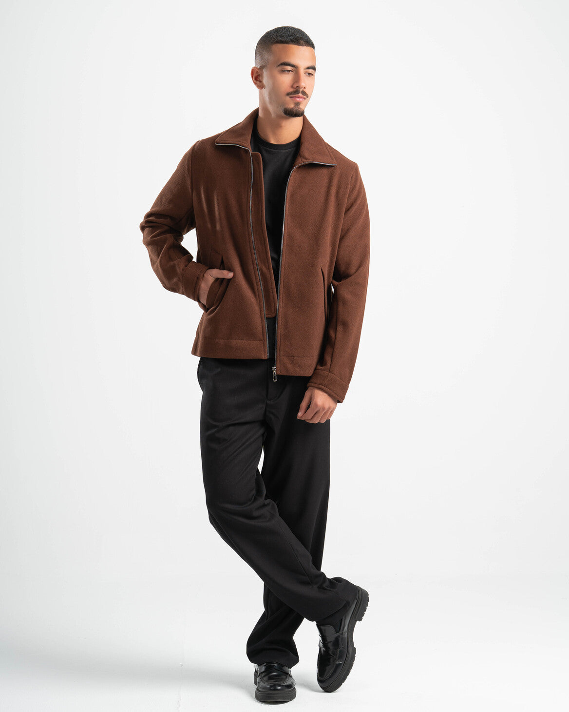 BROWN WOOL BLEND JACKET
