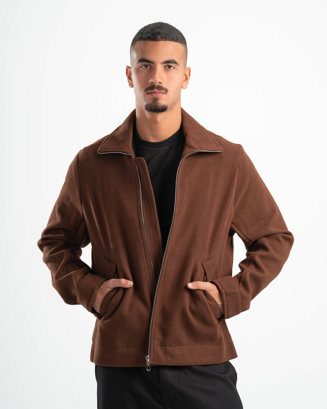 BROWN WOOL BLEND JACKET