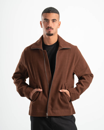 BROWN WOOL BLEND JACKET