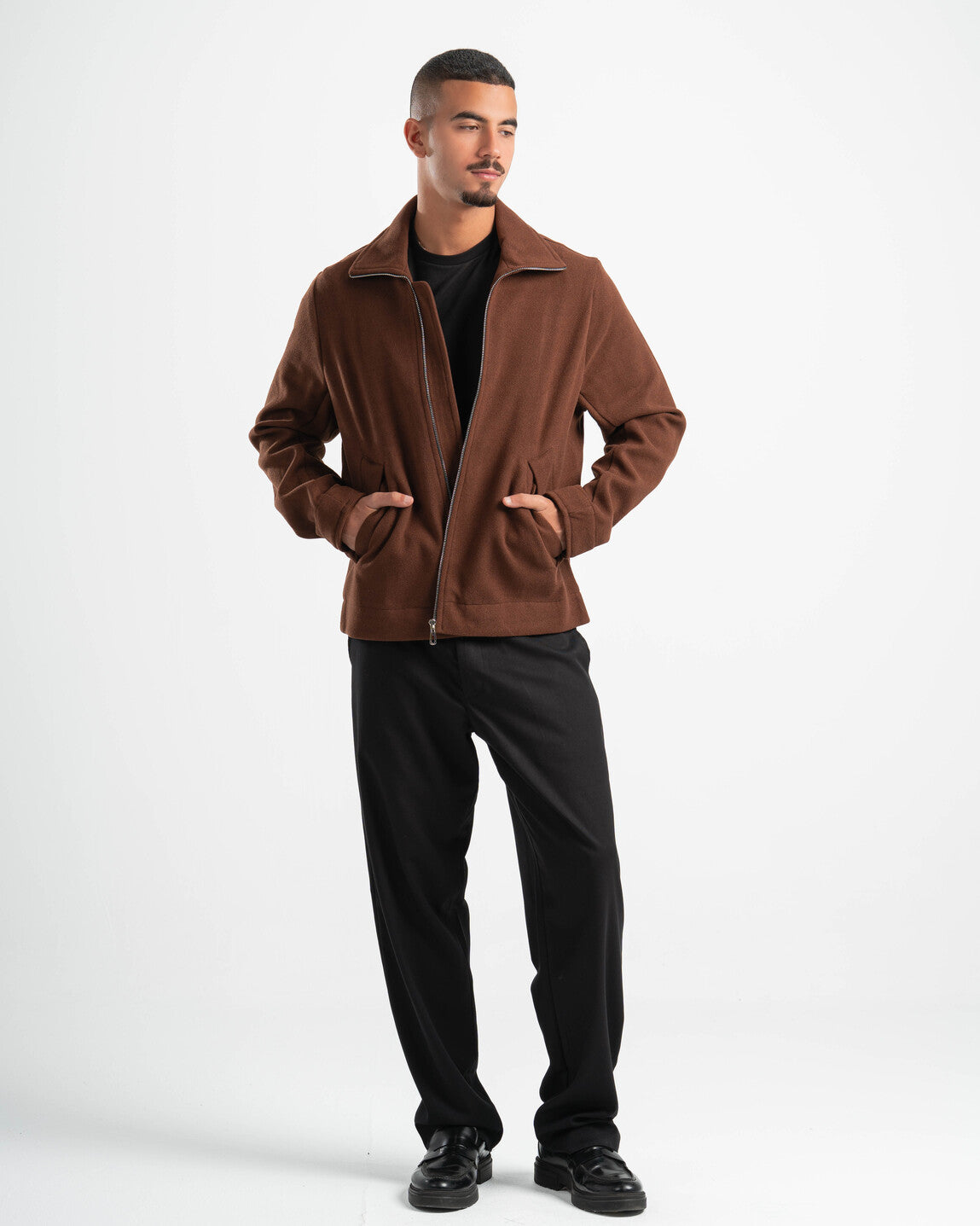 BROWN WOOL BLEND JACKET