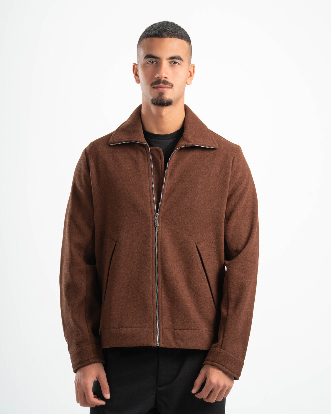 BROWN WOOL BLEND JACKET