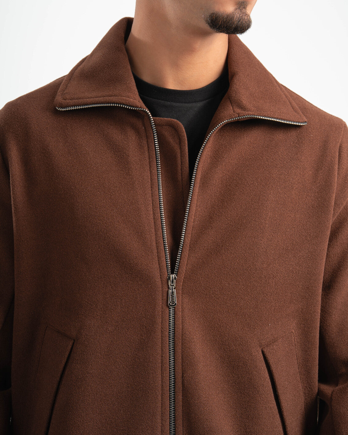 BROWN WOOL BLEND JACKET