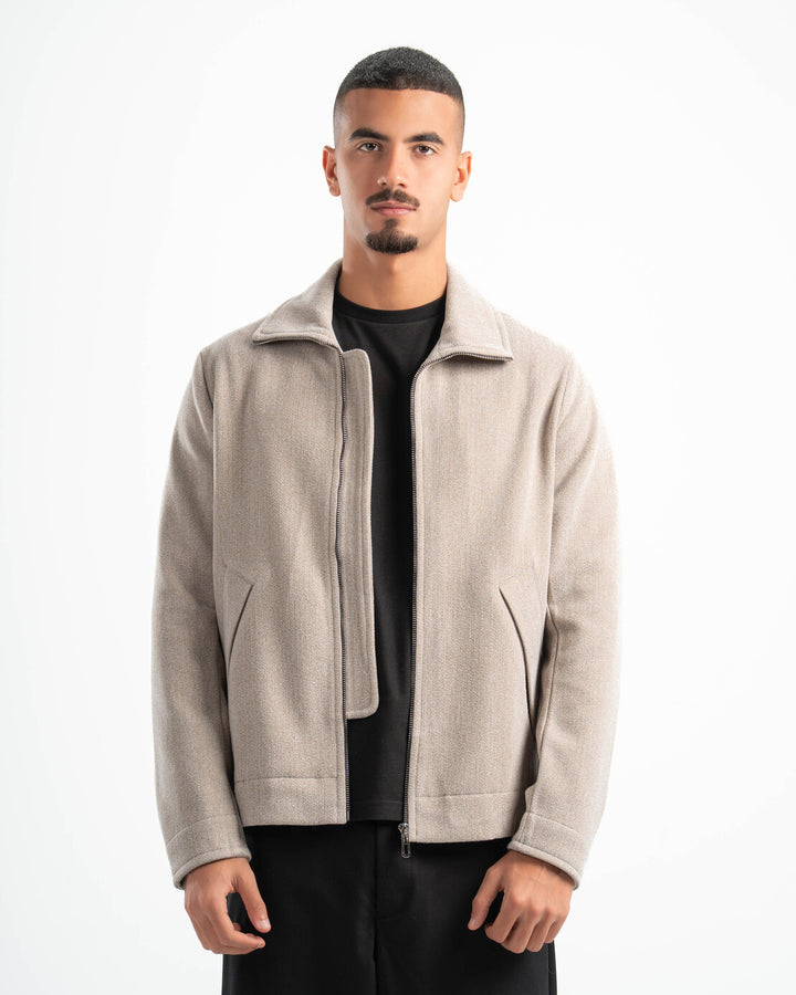 BEIGE WOOL BLEND JACKET