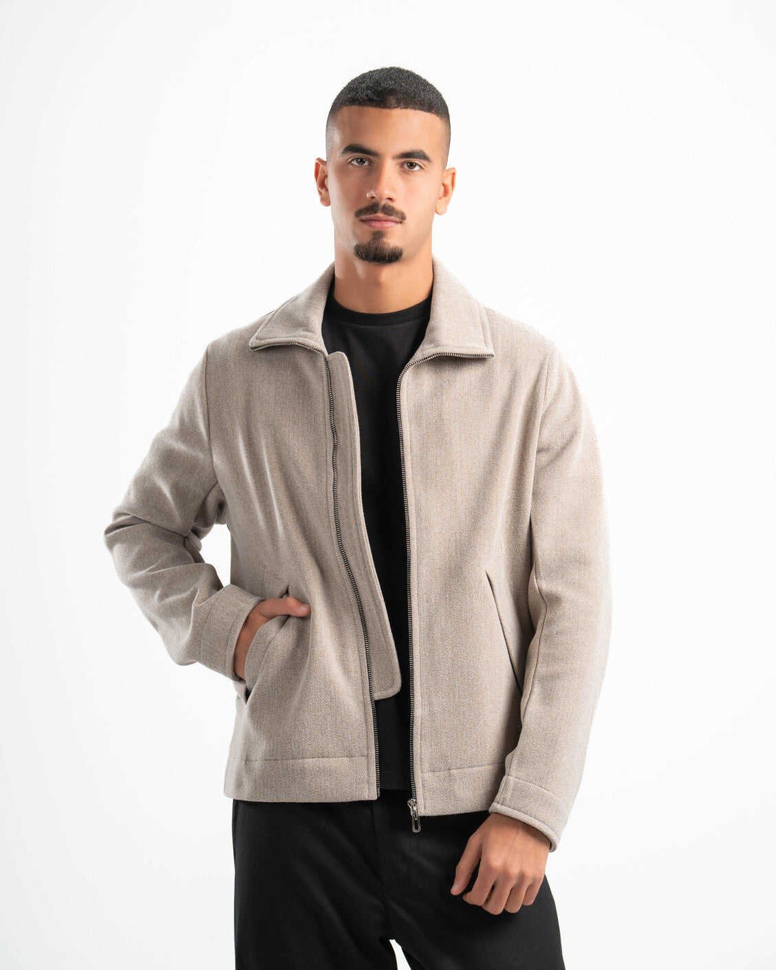 BEIGE WOOL BLEND JACKET