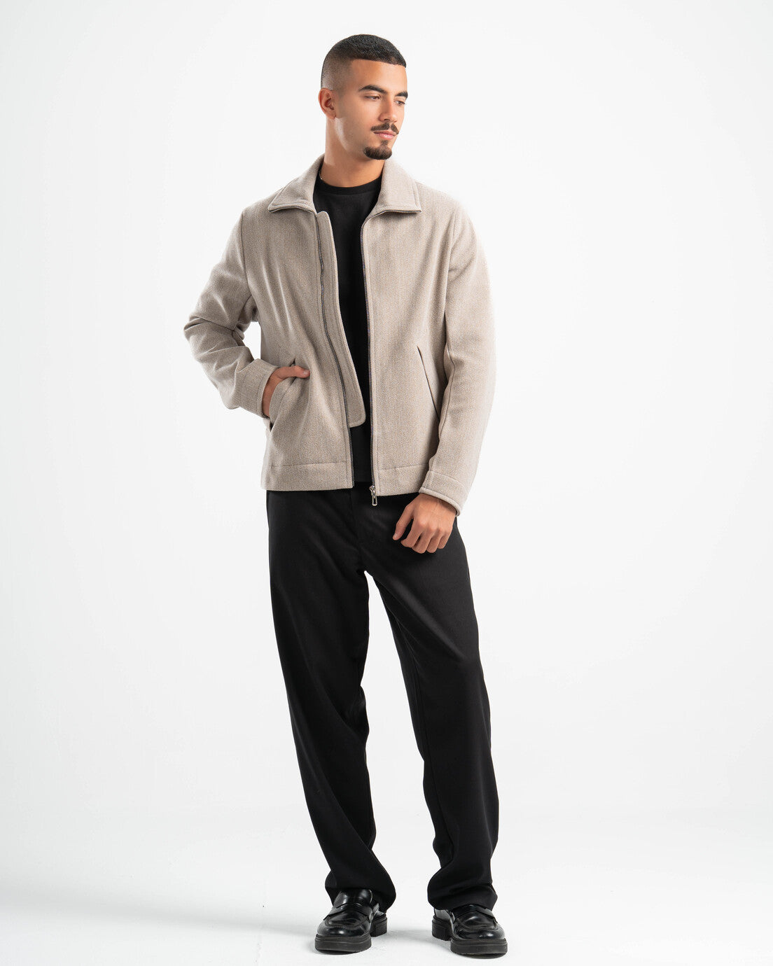 BEIGE WOOL BLEND JACKET